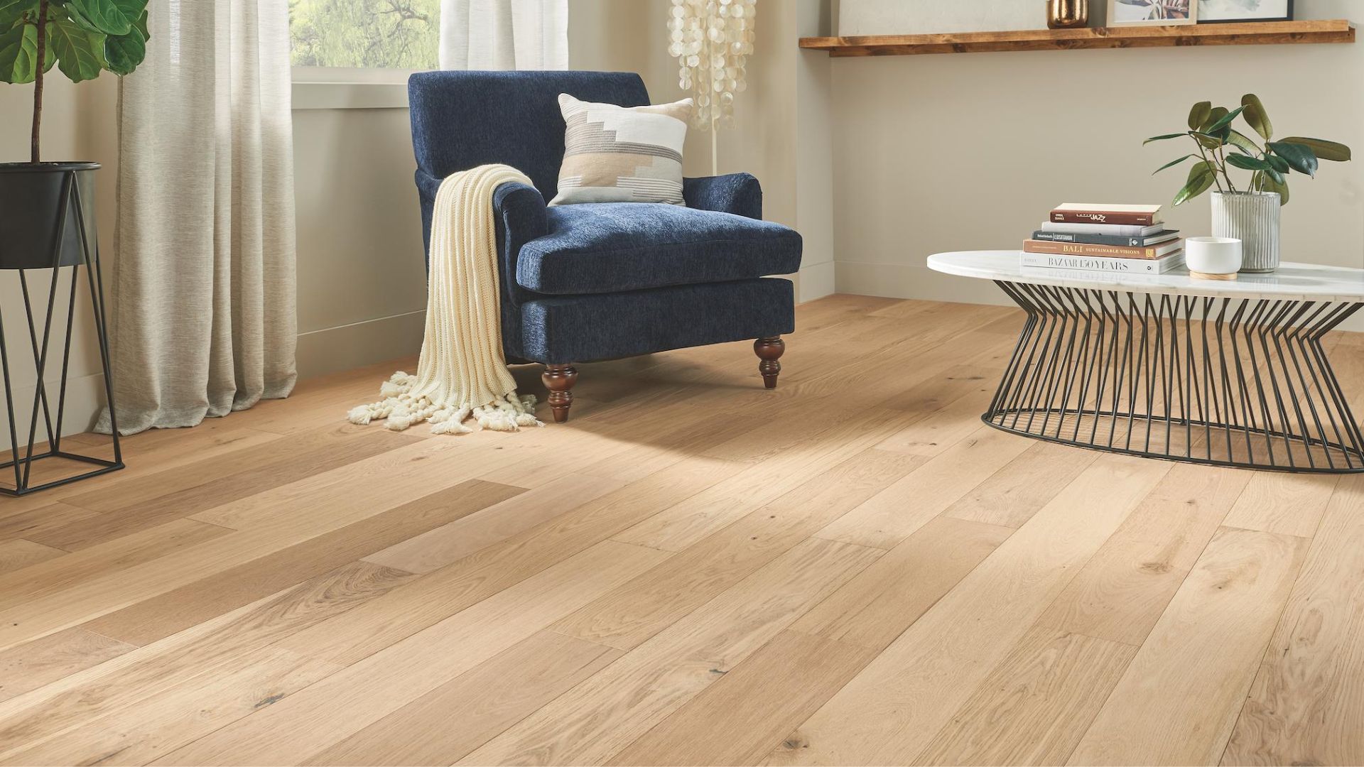 bright hardwood floors in a living room